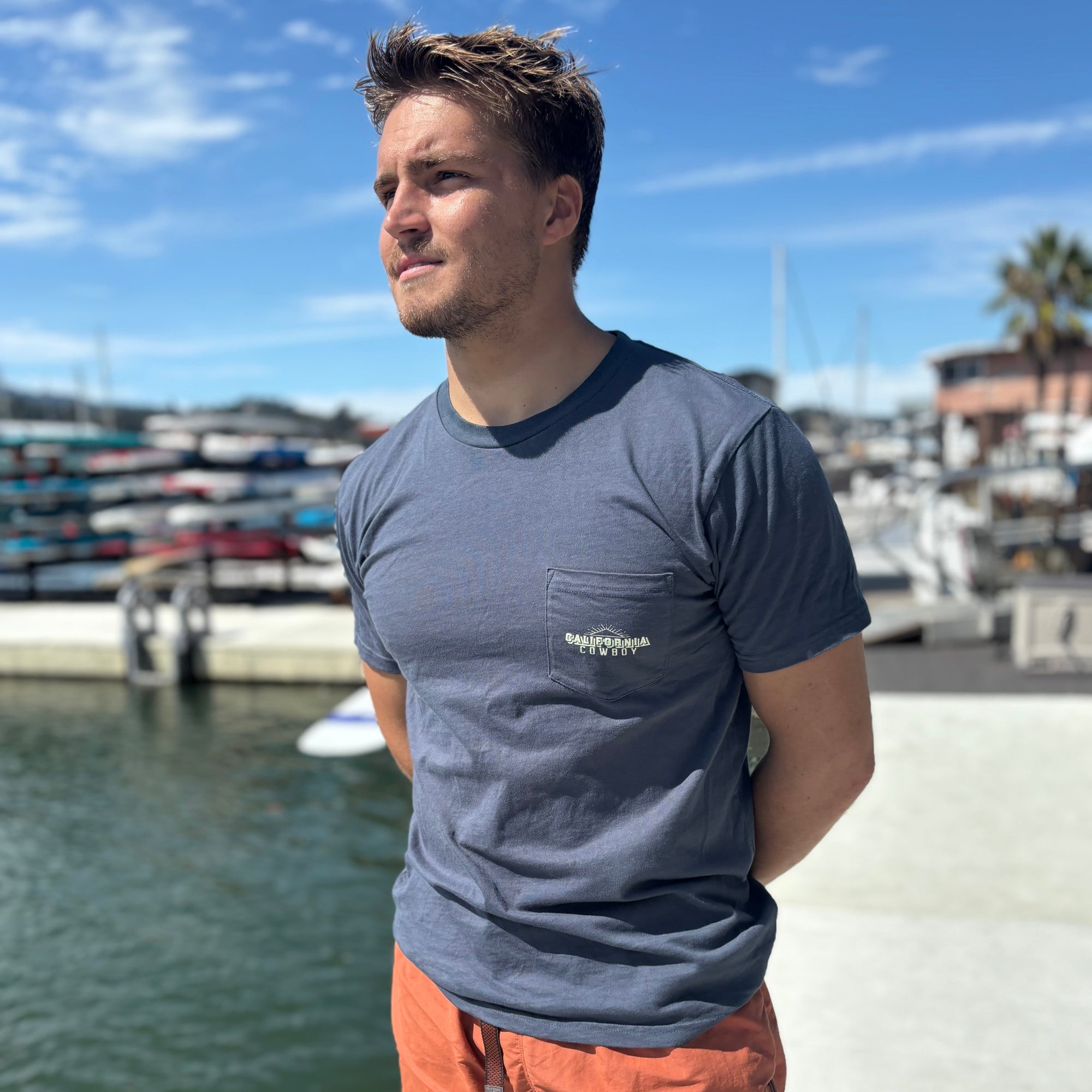 Men's Combed Cotton Tee - Logo Pocket Tee, Pacific