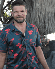 Men’s Stretch Tropic High Water Shirt - Vintage Floral, Washed Navy