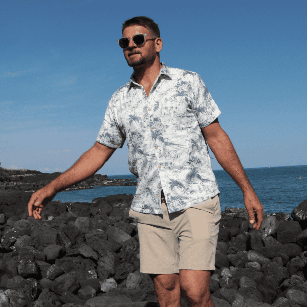 Men’s Stretch High Water Shirt - Island Time, White Sand