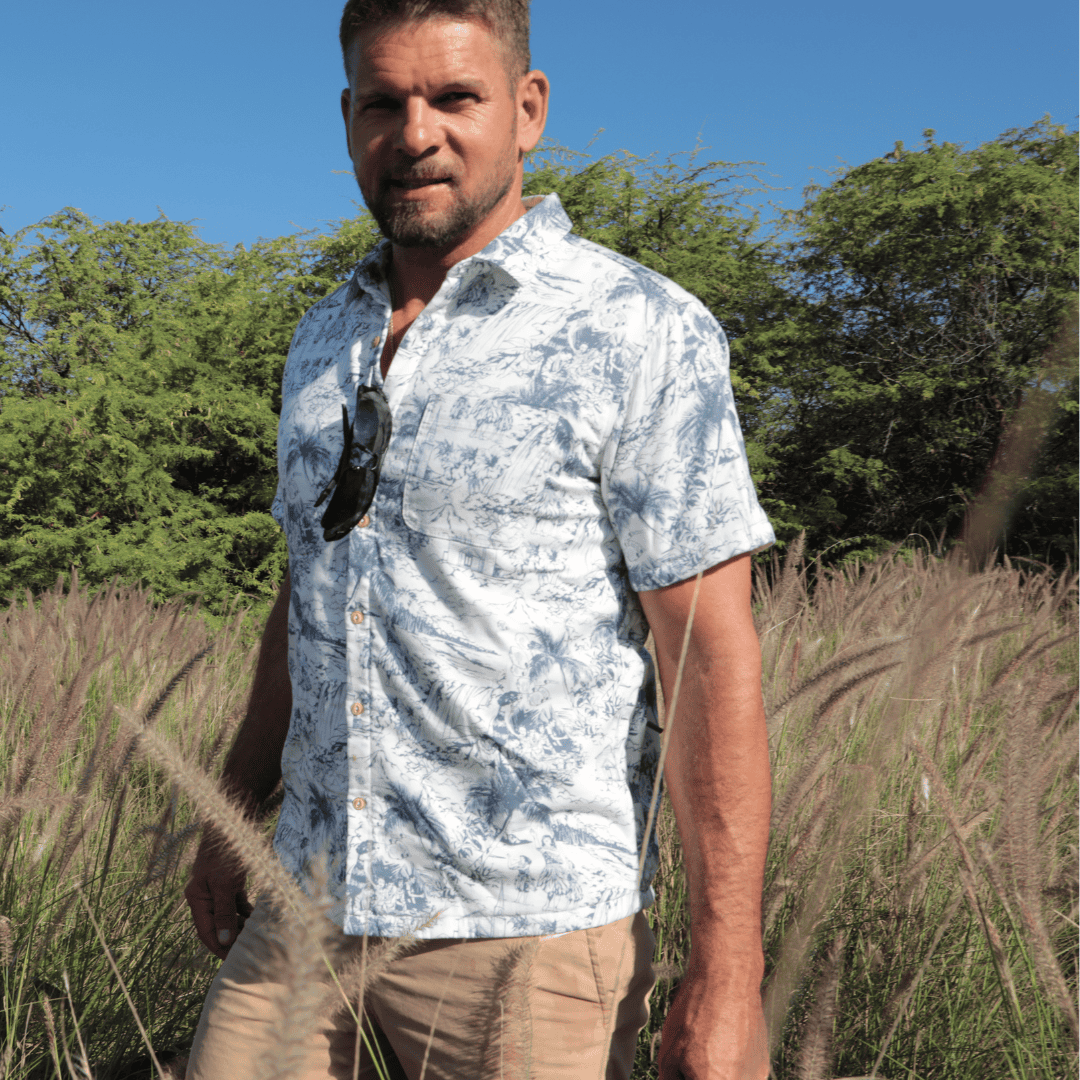 Men’s Stretch High Water Shirt - Island Time, White Sand