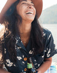 Women’s High Water Shirt - California Poppy, Washed Navy