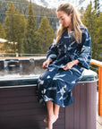 Women’s La Sirena Robe (Long) - Vintage Floral, Farallon Navy