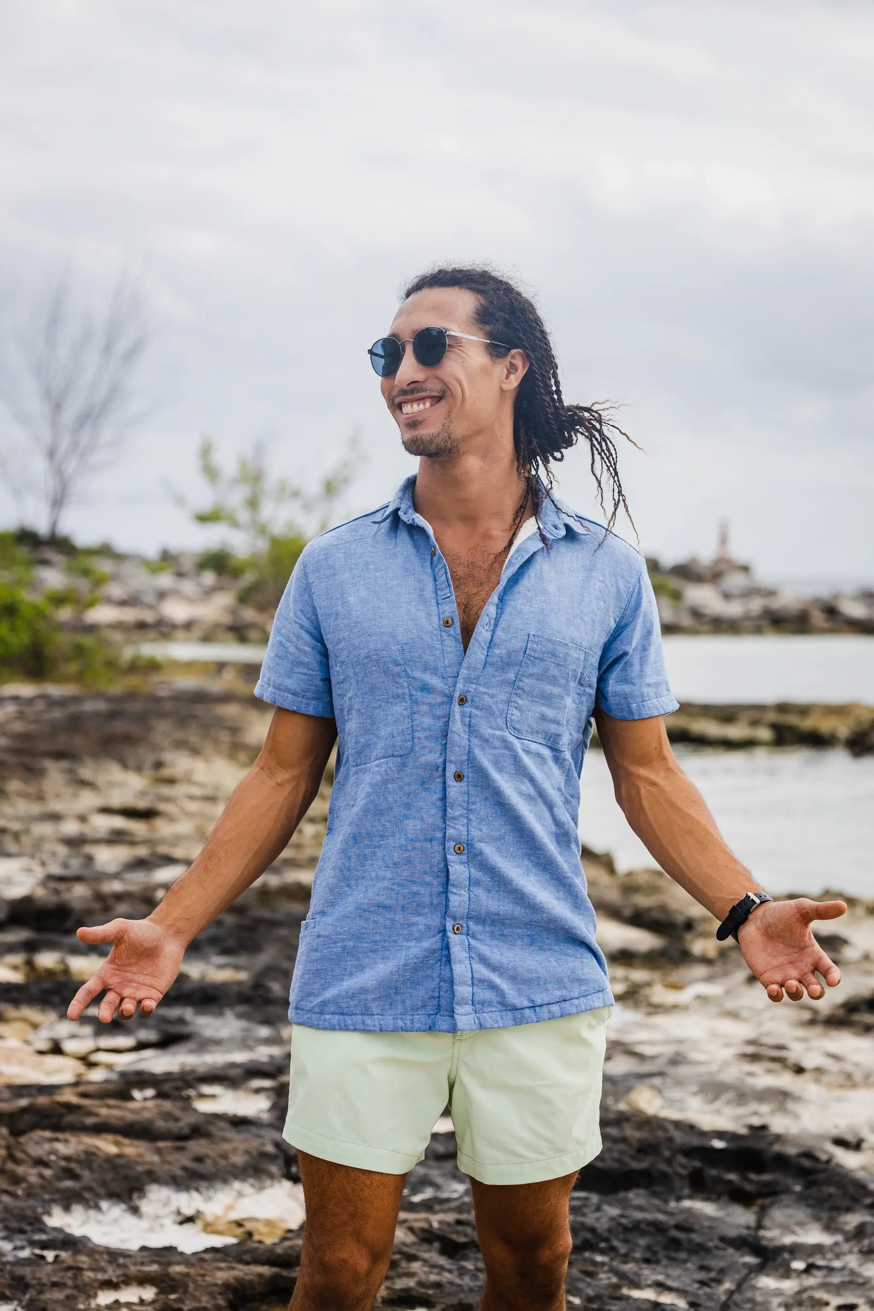 Men’s High Water Shirt - Chambray, Neptune Blue