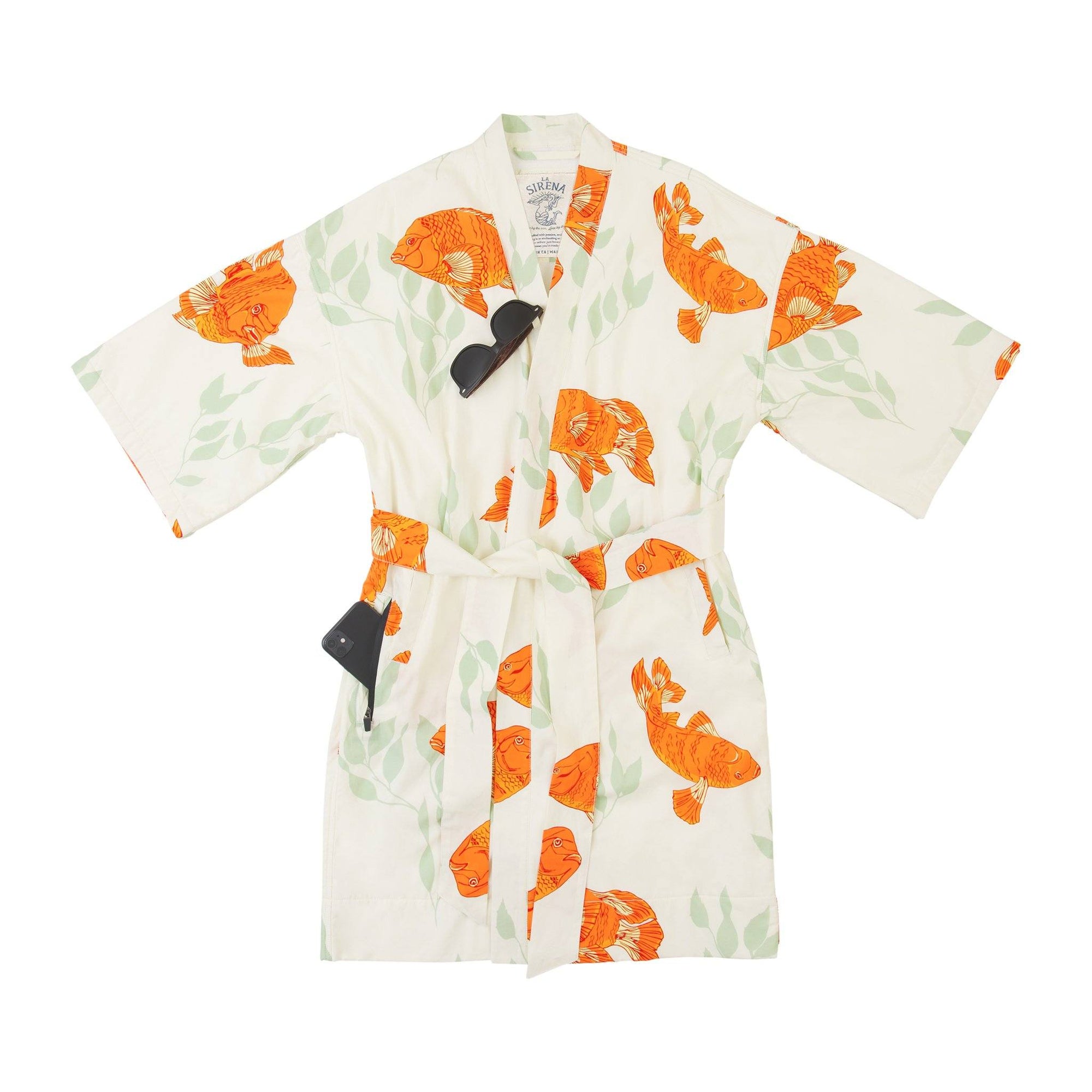 Women’s La Sirena Robe - Garibaldi Fish, White Sand