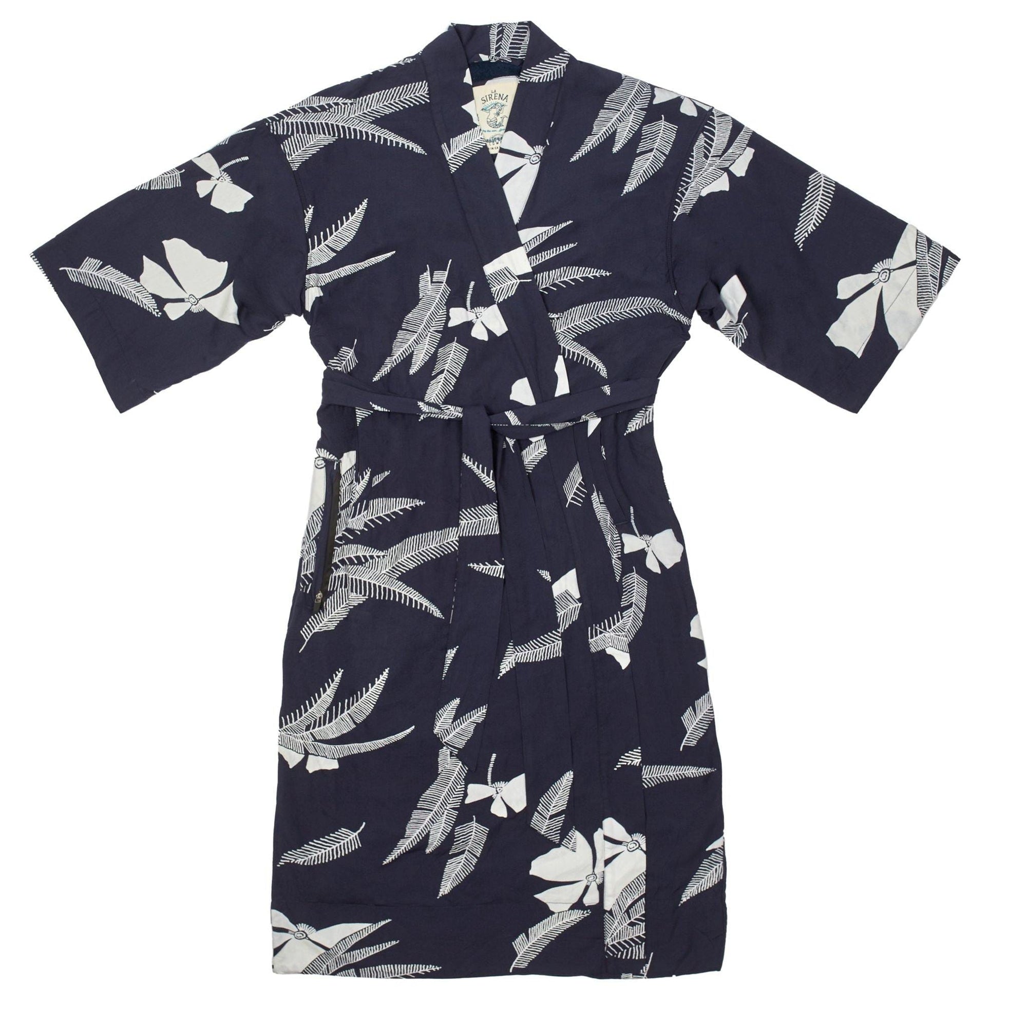 Women’s La Sirena Robe (Long) - Vintage Floral, Farallon Navy