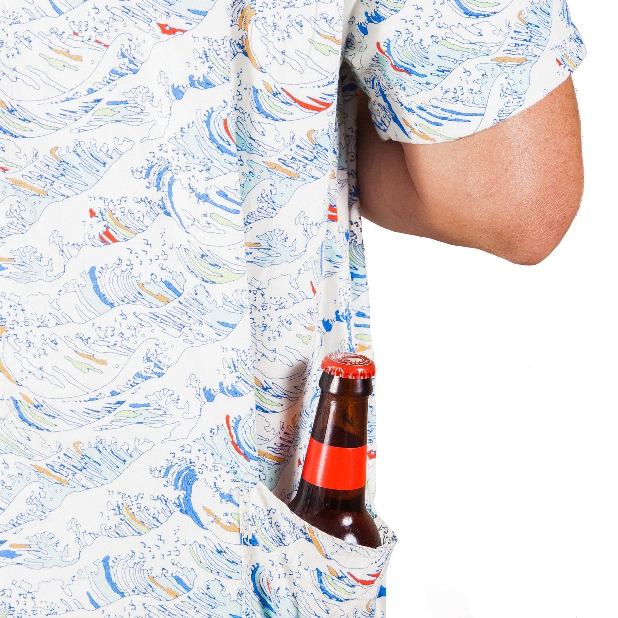 Men’s Stretch High Water Shirt - Paint By Numbers Wave, White Sand