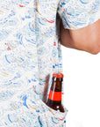 Men’s Stretch High Water Shirt - Paint By Numbers Wave, White Sand