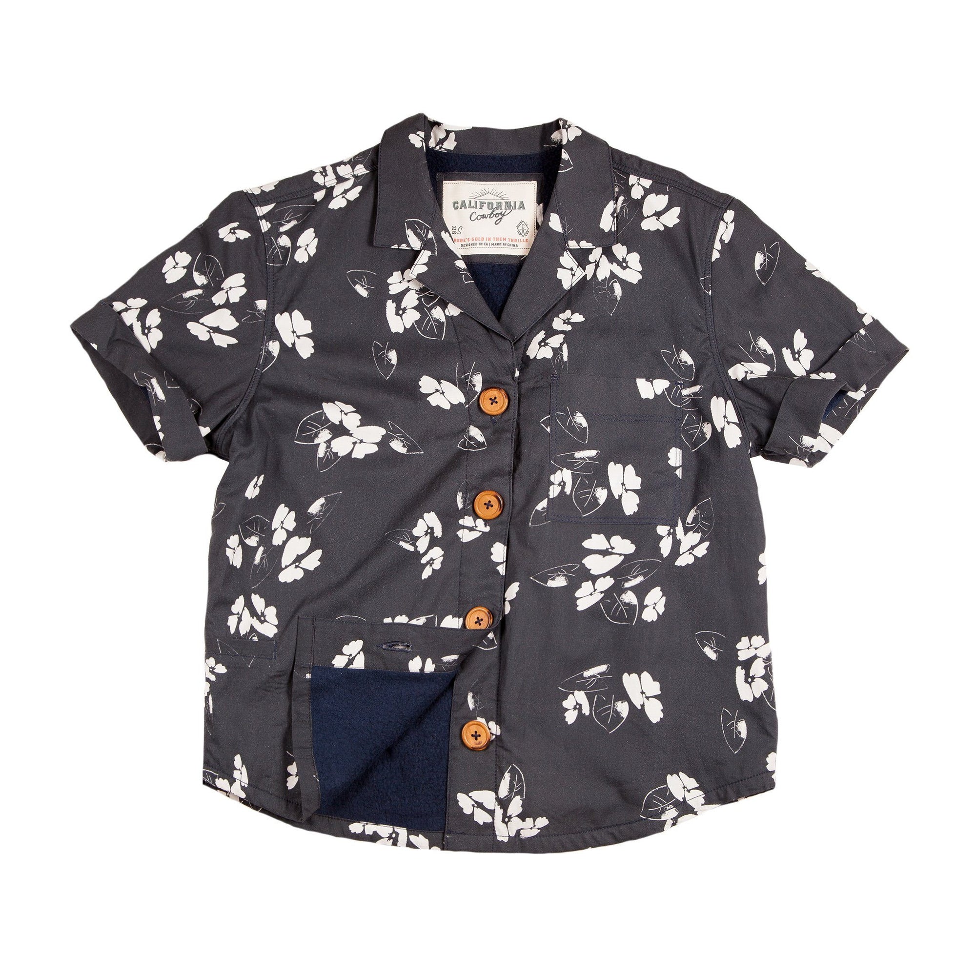 Shop Women’s High Water Hawaiian Shirt - California Poppy Washed Navy - California Cowboy