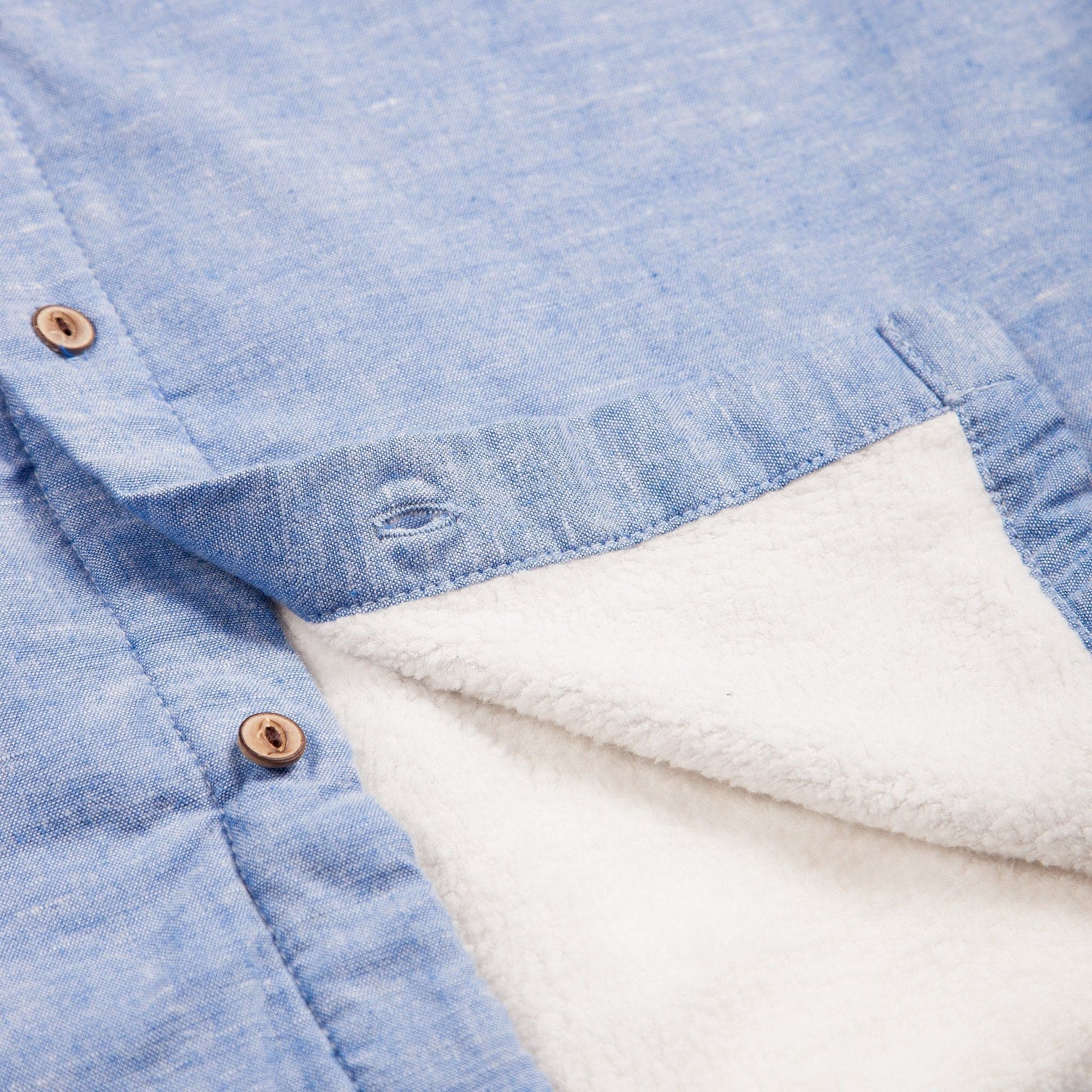 Men’s High Water Hawaiian Shirt With Terry Cloth Lining - Chambray Neptune Blue - California Cowboy