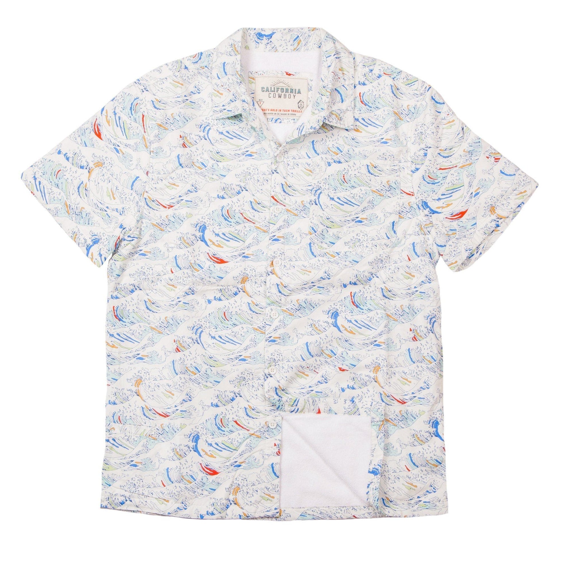 Men’s Stretch High Water Shirt - Paint By Numbers Wave, White Sand