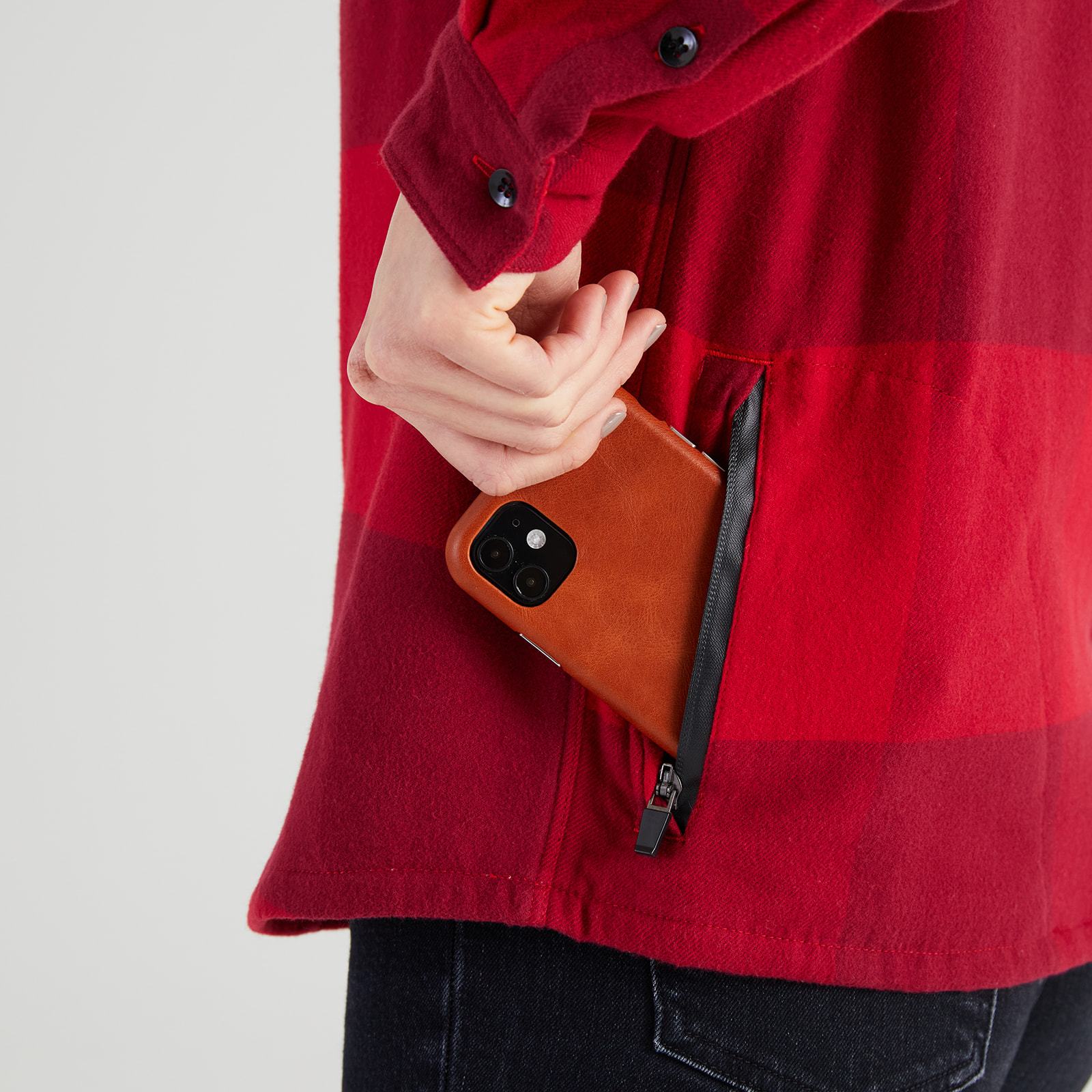 Women’s High Sierra Shirt With Hidden Phone Pocket - Model - Chilly Pepper Check - California Cowboy
