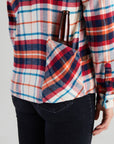 Women’s High Sierra Shirt With Hidden Beer Pocket - Model - Sonoma Plaid - California Cowboy
