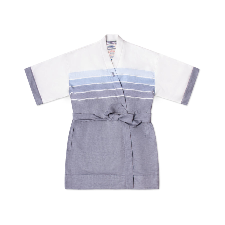 Men's El Garibaldi Robe - Indigo Stripe, Blue Water