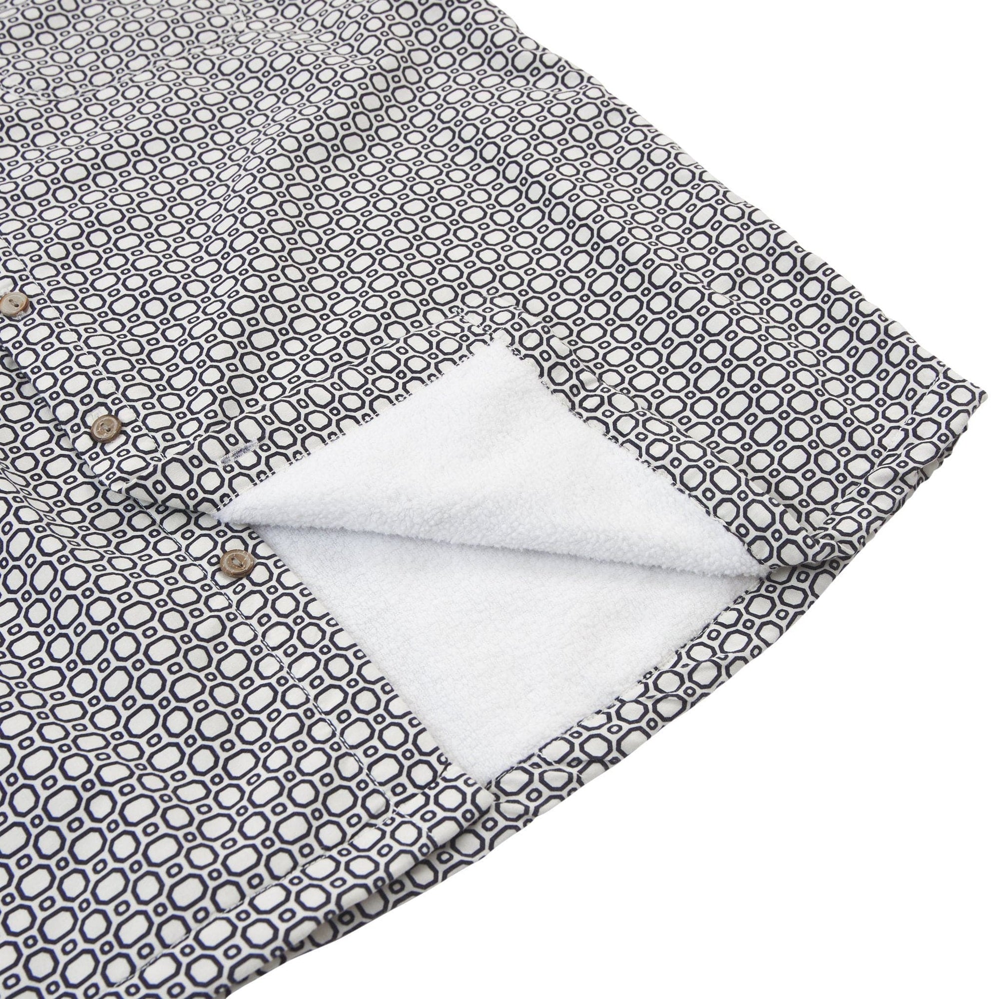 Men’s High Water Shirt - Cozumel Geo - White Russian (New Fit!) - Interior Lining Laydown - California Cowboy